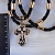 Большой мужской крест с чёрной эмалью и бриллиантами на кожаном гайтане со вставками из серебра с позолотой (Вес 35 гр.)