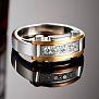 Мужское кольцо из двух видов золота с четырьмя бриллиантами (Вес 14 гр.)