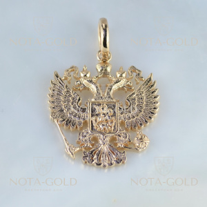 Кулон подвеска с гербом России двуглавый орёл из красного золота (Вес: 5 гр.)