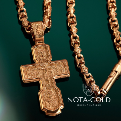 Нательный золотой православный крест с ликами святых (Вес 18 гр.)