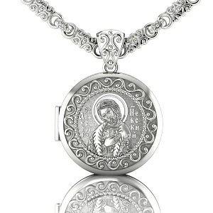 Православный медальон кулон с фотографией ребёнка внутри из серебра в подарок мужу с ликом Александра Невского и инициалами (Вес 15 гр.)