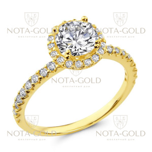 Помолвочное кольцо из желтого золота с бриллиантами 0,76 карат (Вес: 4 гр.)