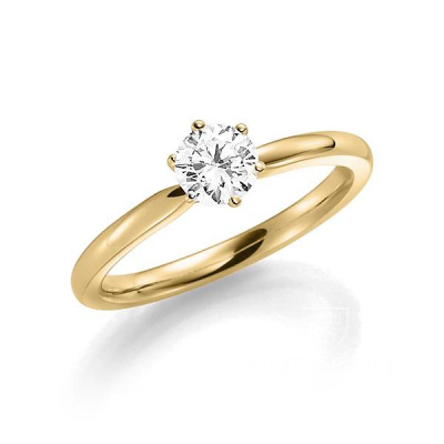 Женское классическое кольцо из жёлтого золота бриллиантом 0,5 карат (Вес: 3 гр.)