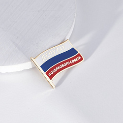 Сувенирный нагрудный значок из металла с цветной эмалью для депутата с флагом России