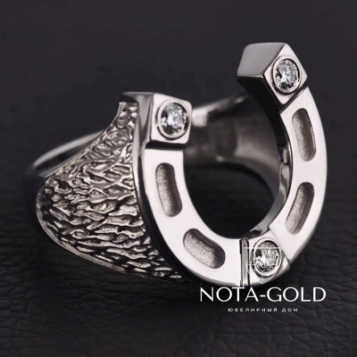 Печатка подкова из платины с бриллиантами (Вес: 21,5 гр.)