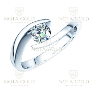 Женское кольцо из белого золота с бриллиантом 0,4 карата в лапках i3367 (Вес: 3 гр.)