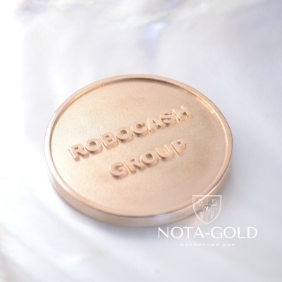Подарочная медаль из красного золота с эмалью, логотипом и эмблемой компании (Вес: 19,5 гр.)