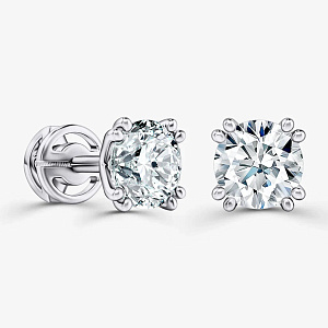 Серьги пусеты из белого золота с искусственными бриллиантами на восьми крапанах (Вес 1,2 гр.)