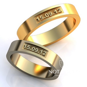Обручальные кольца с датой свадьбы и бриллиантами на заказ i902 (Вес пары: 9 гр.)