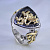 Мужское кольцо перстень из белого золота с гранатами, гербом в виде льва, инициалами и личной гравировкой (Вес: 36 гр.)