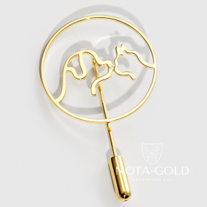 Булавка брошь с ажурным изображением Кошка с Собакой (Вес 9 гр.)