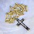 Мужской деревянный крест из дерева Эбен с жёлтым золотом на цепочке плетения Этнос (Вес: 55,5 гр.)