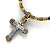 Нательный православный мужской крестик с чернёным узором из двухцветного белого и жёлтого золота (Вес: 32 гр.)