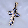 Нательный крестик с эмалью из серебра с позолотой (Вес 9 гр.)