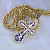 Золотая цепочка Колос с крестиком с синей эмалью и бриллиантами (Вес: 73 гр.)
