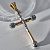 Православный трубчатый крестик из золота с изумрудами и орнаментом (Вес: 6 гр.)