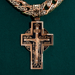 Золотой крест с бриллиантами, эмалью и ликами святых (Вес 28,4 гр.)