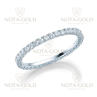 Помолвочное кольцо из белого золота с бриллиантами 0,27 карат по окружности (Вес: 2,5 гр.)