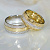 Двухцветные обручальные кольца с узором и бриллиантами (Вес пары: 15 гр.)