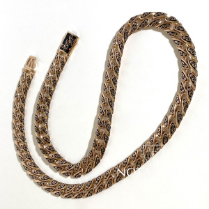 Массивная мужская золотая цепь панцирного плетения с эмалью (Вес 239 гр.)