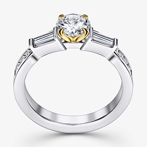 Женское кольцо Луч солнца из двух видов золота с бриллиантами (Вес 4 гр.)