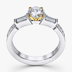 Женское кольцо Луч солнца из двух видов золота с бриллиантами (Вес 4 гр.)