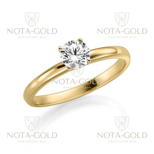 Помолвочное кольцо из жёлтого золота с одним бриллиантом 0.5 карат (Вес: 2,5 гр.)