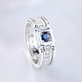 Золотое кольцо из белого золота с сапфиром и бриллиантами на заказ (Вес: 6,5 гр.)