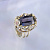 Большое женское кольцо с крупным камнем шпинель, сапфирами и бриллиантами (Вес: 11,5 гр.)