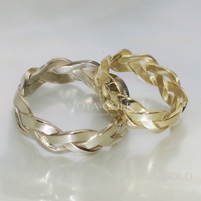 Необычное помолвочное кольцо с бриллиантом «Косичка»