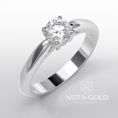 Кольцо для помолвки с бриллиантом из белого золота (Вес 3,4 гр.)