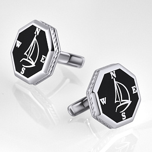 Запонки из серебра и эмали с рисунком (Вес 13,3 гр.)