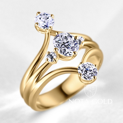 Золотое женское тройное кольцо с бриллиантами (Вес 5,8 гр.)