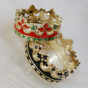 Обручальные кольца короны с эмалью с бриллиантами на заказ (Вес пары: 12 гр.)