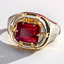 Перстень из желтого и белого золота с крупным рубином октагон (Вес 17,5 гр.)