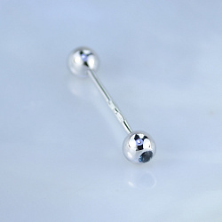 Пирсинг штанга с топазом из белого золота (Вес 1,5 г.)