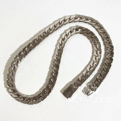 Массивная мужская цепь из платины панцирного плетения  (Вес 382 гр.)