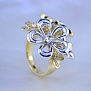 Эксклюзивное женское кольцо Цветочки из золота или серебра с бриллиантами (Вес: 19,5 гр.)