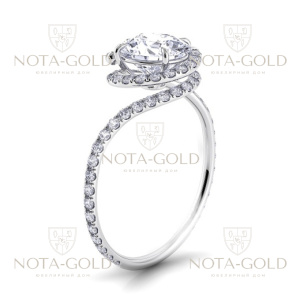 Помолвочное витое кольцо с многочисленными бриллиантами 0,34 карат (Вес: 4 гр.)