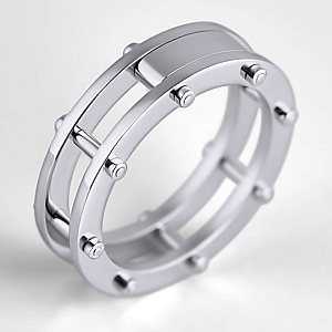 Мужское составное кольцо из белого золота (Вес 6,5 гр.)