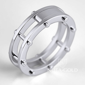 Мужское составное кольцо из белого золота (Вес 6,5 гр.)