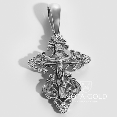 Детский крестик из серебра на крещение с фианитами (Вес: 1 гр.)