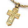 Золотой крест ручной работы с распятием, ликами святых, бриллиантами и гравировкой (Вес 24 гр.)