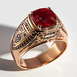 Кольцо с Рубином и чёрными бриллиантами (Вес: 16,5 гр.)