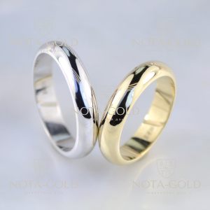 Классические обручальные кольца из жёлтого и белого золота (Вес пары 14,5 гр.)