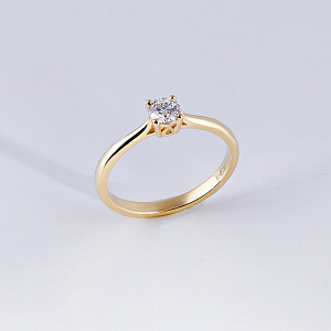 Помолвочное кольцо из желтого золота с бриллиантом (Вес 2,9 гр.)