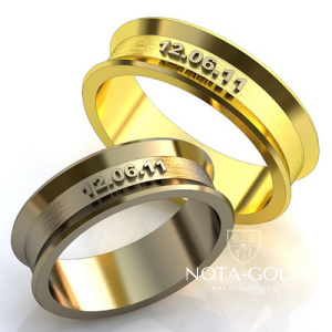 Обручальные кольца с датой свадьбы и бриллиантами на заказ i903 (Вес пары: 9 гр.)