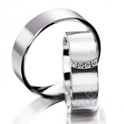 Обручальные кольца на заказ из белого золота с бриллиантами i262 (Вес пары: 12 гр.)