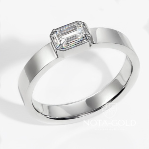 Помолвочное кольцо из белого золота с бриллиантом Октагон (Вес 2,3 гр.)