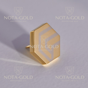 Золотой значок шестигранник с логотипом (Вес 3,3 гр.)